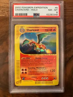 Pokemon TCG Charizard HOLO PSA 8 Expedition 6/165 *SWIRL* - Image 1