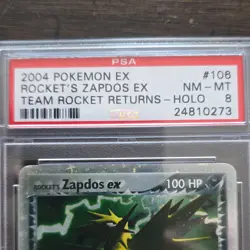 Pokemon 2004 Rocket's Zapdos ex Team Rocket Returns #106 Holo Ultra Rare PSA 8 - Image 3