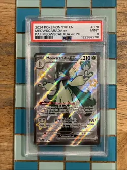 GRADED PSA 9 2024 Pokemon SVP EN Meowscarada ex PAF Meowscarada ex PC #078 - Image 1