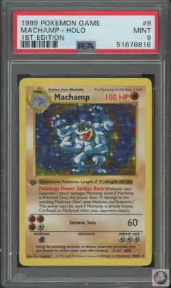 Machamp Holo 8/102 1st Edition Game Pokemon PSA 9- Shadowless - Image 1