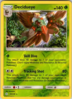 Decidueye 20/236 SM - Cosmic Eclipse Pokemon TCG NM Reverse Holo - Image 1