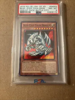 YuGiOh Blue Eyes Toon Dragon 2015 1st Edition Duelist Pack Battle City PSA 8 - Image 3