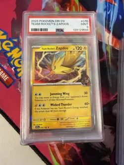 2025 Pokemon SV Destined Rivals - DRI EN Team Rocket's Zapdos #070/182 PSA 9 - Image 1