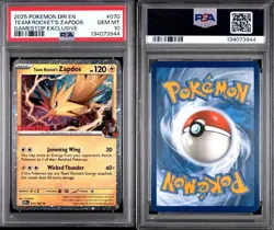 2025 Pokemon DRI EN Team Rocket's Zapdos Gamestop Exclusive 70 PSA 10 - Image 1