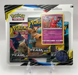 (403045) Pokemon Sun & Moon Team Up Deoxys 3-Pack Booster Blister Factory Sealed - Image 1