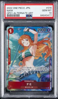 2022 ONE PIECE JPN OP01-ROMANCE DAWN ALTERNATE ART #016 NAMI PSA 10 - Image 1