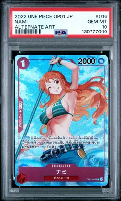 2022 ONE PIECE JPN OP01-ROMANCE DAWN ALTERNATE ART #016 NAMI PSA 10 - Image 1
