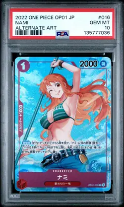 2022 ONE PIECE JPN OP01-ROMANCE DAWN ALTERNATE ART #016 NAMI PSA 10 - Image 1