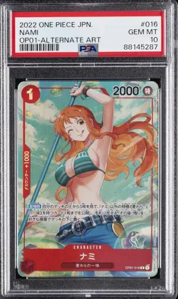 2022 ONE PIECE JPN OP01-ROMANCE DAWN ALTERNATE ART #016 NAMI PSA 10 - Image 1