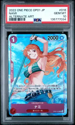 2022 ONE PIECE JPN OP01-ROMANCE DAWN ALTERNATE ART #016 NAMI PSA 10 - Image 1
