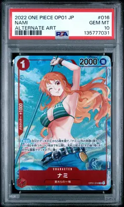 2022 ONE PIECE JPN OP01-ROMANCE DAWN ALTERNATE ART #016 NAMI PSA 10 - Image 1