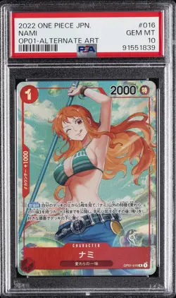 2022 ONE PIECE JPN OP01-ROMANCE DAWN ALTERNATE ART #016 NAMI PSA 10 - Image 1