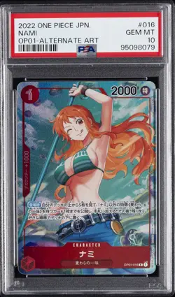 2022 ONE PIECE JPN OP01-ROMANCE DAWN ALTERNATE ART #016 NAMI PSA 10 - Image 1