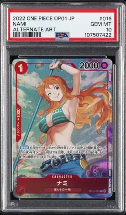 2022 ONE PIECE JPN OP01-ROMANCE DAWN ALTERNATE ART #016 NAMI PSA 10 - Image 1