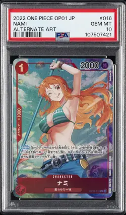 2022 ONE PIECE JPN OP01-ROMANCE DAWN ALTERNATE ART #016 NAMI PSA 10 - Image 1