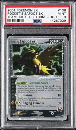 2004 POKEMON EX TEAM ROCKET RETURNS #106 ROCKET'S ZAPDOS EX-HOLO PSA 9 - Image 1