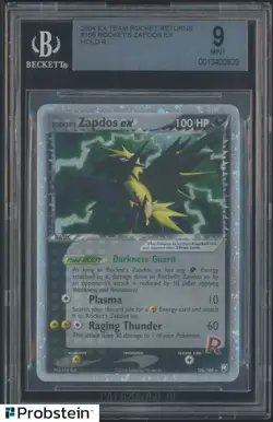2004 Pokemon Ex Team Rocket Returns #106 Rocket's Zapdos Ex Holo BGS 9 - Image 1