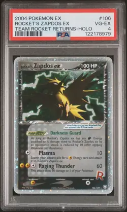 2004 POKEMON EX TEAM ROCKET RETURNS ROCKET'S ZAPDOS EX-HOLO 106 PSA 4 - Image 1