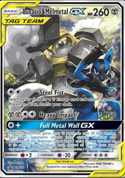 Pokemon TCG Lucario & Melmetal GX SM192 Black Star Promo Full Art Tag Team NM - Image 1