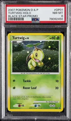 2007 POKEMON DIAMOND & PEARL BLACK STAR PROMO #DP01 TURTWIG-HOLO PSA 8 - Image 1