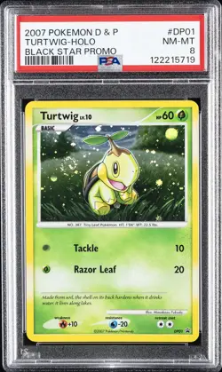 2007 POKEMON DIAMOND & PEARL BLACK STAR PROMO #DP01 TURTWIG-HOLO PSA 8 - Image 1