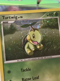Pokemon TCG Turtwig POP RARE PROMO Holo DP01 Pokemon Promos LP Half SWIRL - Image 1