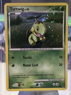 Pokemon TCG Turtwig POP RARE PROMO Holo DP01 Pokemon Promos LP Half SWIRL - Image 2