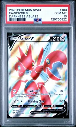 2020 Pokemon SWSH Darkness Ablaze # 183 Full Art Scizor V PSA 10 Card GEM MINT! - Image 1