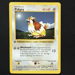 Pokemon TCG Pidgey 057/102 Base Set (Shadowless) Common card 1st Edition LP - Image 1