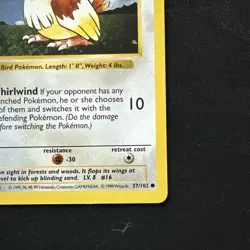 Pokemon TCG Pidgey 057/102 Base Set (Shadowless) Common card 1st Edition LP - Image 4