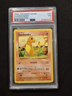 1999 Base Set PSA 7 Pokemon TCG Charmander #46/102 Shadowless Common Card WOTC - Image 3