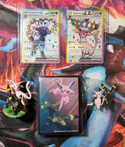 **Umbreon EX **Espeon EX SVP Promo Cards - Gem Mint Condition + Figurine and Pin - Image 1
