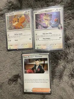 Pokemon Cards Destined Rivals Promo Cosmos Holo Lot Eevee Meowth Giovanni Swirls - Image 1