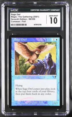 SAGE OWL 7th Edition Foil CCGC 10 Gem Mint MTG [Nostalgium] - Image 1