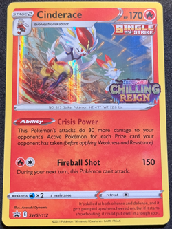 Cinderace Pokemon Chilling Reign SWSH112 Prerelease Black Star Promo NM - Image 1