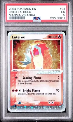 2004 Pokemon Ex Entei EX-Holo Magma Vs Aqua 91/95 PSA 5 - Image 1