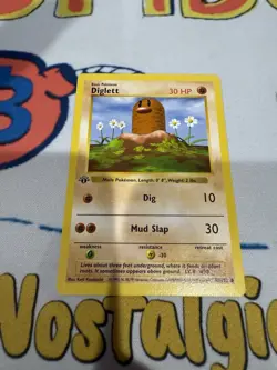 Diglett 47/102 1st Edition Shadowless Base Set WOTC Pokemon TCG - Image 1