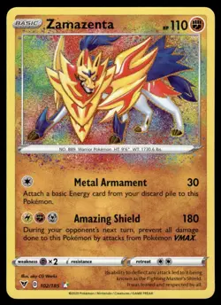 2020 Sword & Shield - Vivid Voltage Zamazenta Basic/Amazing Rare #102/185 - Image 1