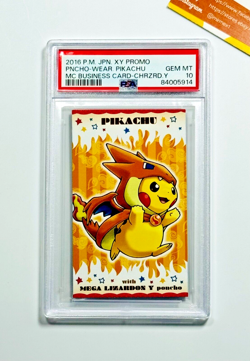 Pokemon PSA 10 Poncho-wearing Pikachu Charizard MC Business XY 2016 Japanese - Image 1