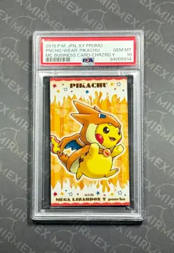 Pokemon PSA 10 Poncho-wearing Pikachu Charizard MC Business XY 2016 Japanese - Image 2