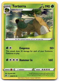 Torterra Holo Rare SWSH09: Brilliant Stars 008/172 NM Pokemon - Image 1