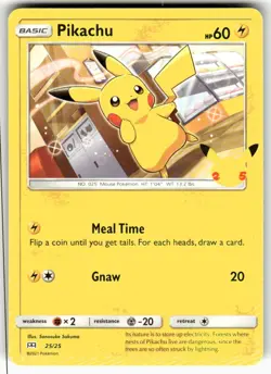 PIKACHU #25/25 (NON-HOLO) 25TH ANNIVERSARY MCDONALD'S PROMO 2021 POKEMON TCG - Image 1