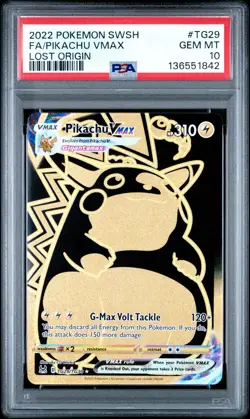2022 POKEMON SWORD & SHIELD LOST ORIGIN #TG29 FULL ART/PIKACHU VMAX PSA 10 GEM - Image 1