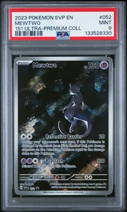 Pokemon PSA 9 Mewtwo 052 Scarlet & Violet Promo Cards Holo 151 Mew UPC - Image 1
