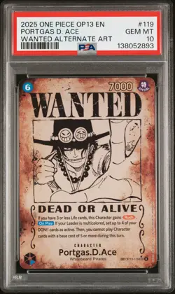 2025 ONE PIECE CARRYING ON HIS WILL WANTED ALT ART PORTGAS D. ACE PSA 10 - Image 1