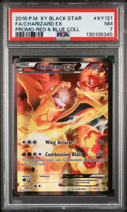 2016 POKEMON XY BLACK STAR PROMO RED & BLUE COLL FULL ART/CHARIZARD EX PSA 7 - Image 1