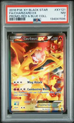 2016 POKEMON XY BLACK STAR PROMO RED & BLUE COLL FULL ART/CHARIZARD EX PSA 7 - Image 1