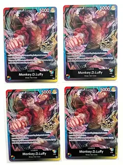 One Piece 3rd Anniversary Stamped 4 Card Promo Set- Monkey.D.Luffy. - Image 1
