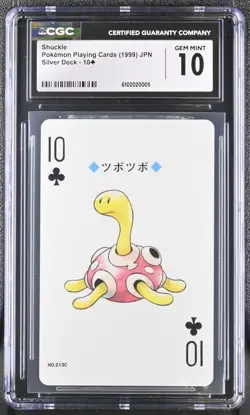 Shuckle 10 of Clubs Silver Deck Pokemon Playing Cards Jpn CGC 10 Gem Mint Pop 15 - Image 1