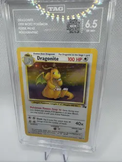 1999 Pokemon Fossil Dragonite Holo Rare Card 4/62 Graded TAG 6.5 - Image 2